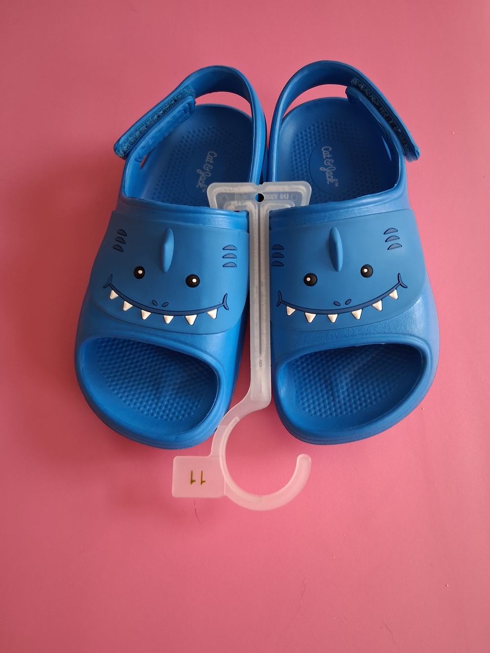 NWOTS Cat & Jack Blue Shark Velcro Sandals 11T